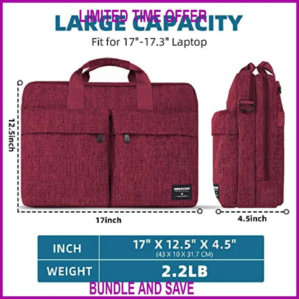 17.3 Inch Laptop Messenger Bag, Water Resistant Nylon, Multiple Compartments
